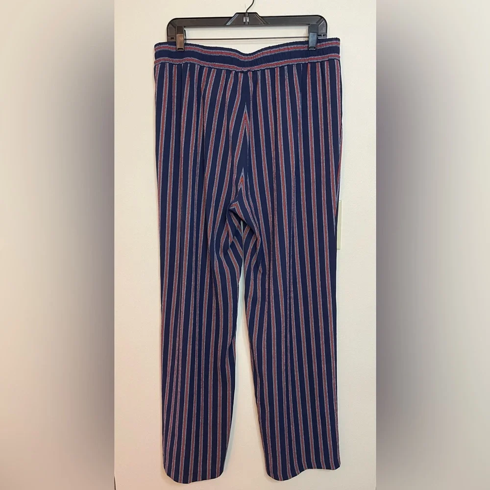 Michael Kors Women’s Stripped Relaxed Wide Leg Elastic Waistband Pockets Sz L.